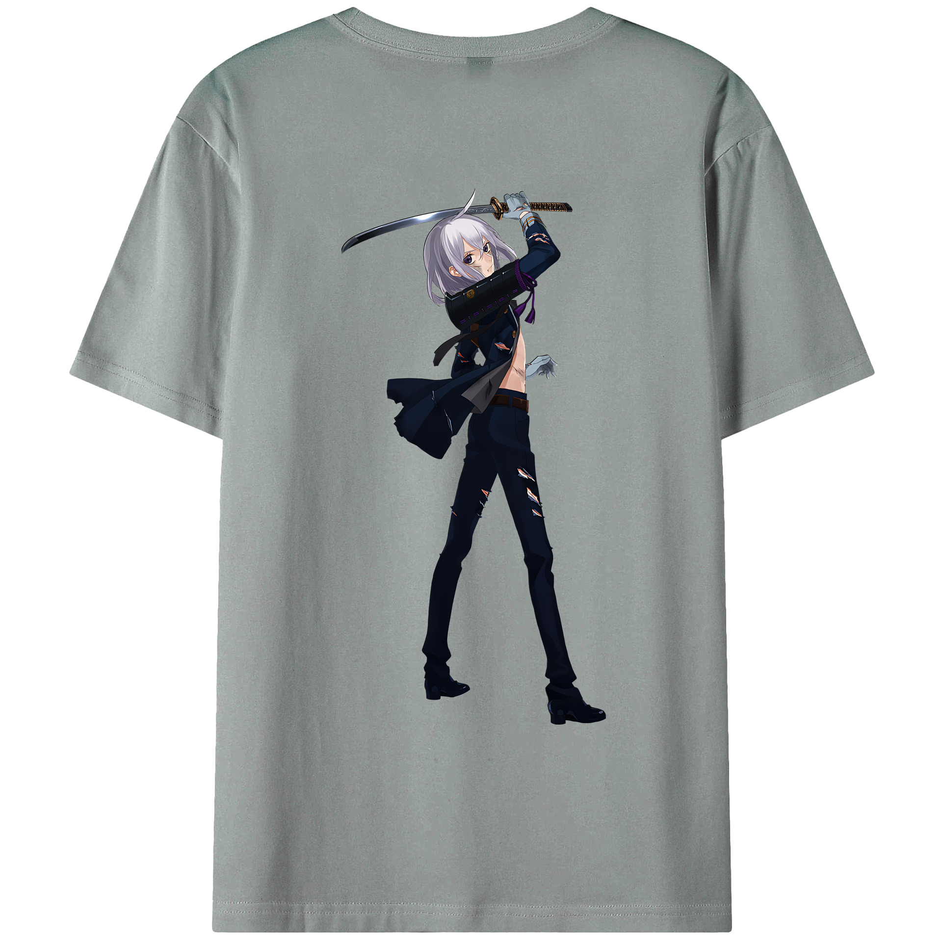 （画像用） 刀剣乱舞 Touken Ranbu 綿100％ メンズ半袖Tシャツ（バックプリント） 通気性
